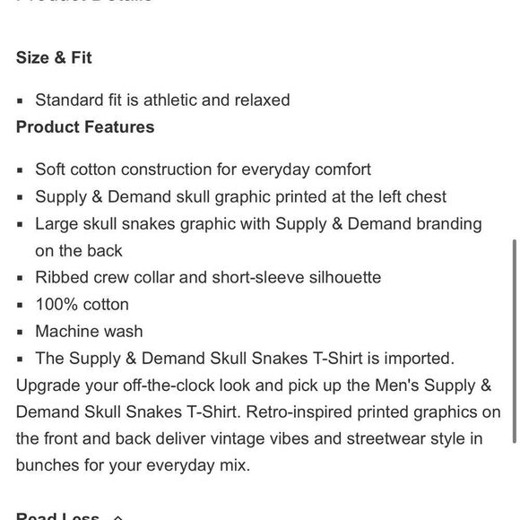 NWT Supply & Demand Men’s White Short Sleeve Tee Shirt Skull & Snakes - Size M - Picture 8 of 10